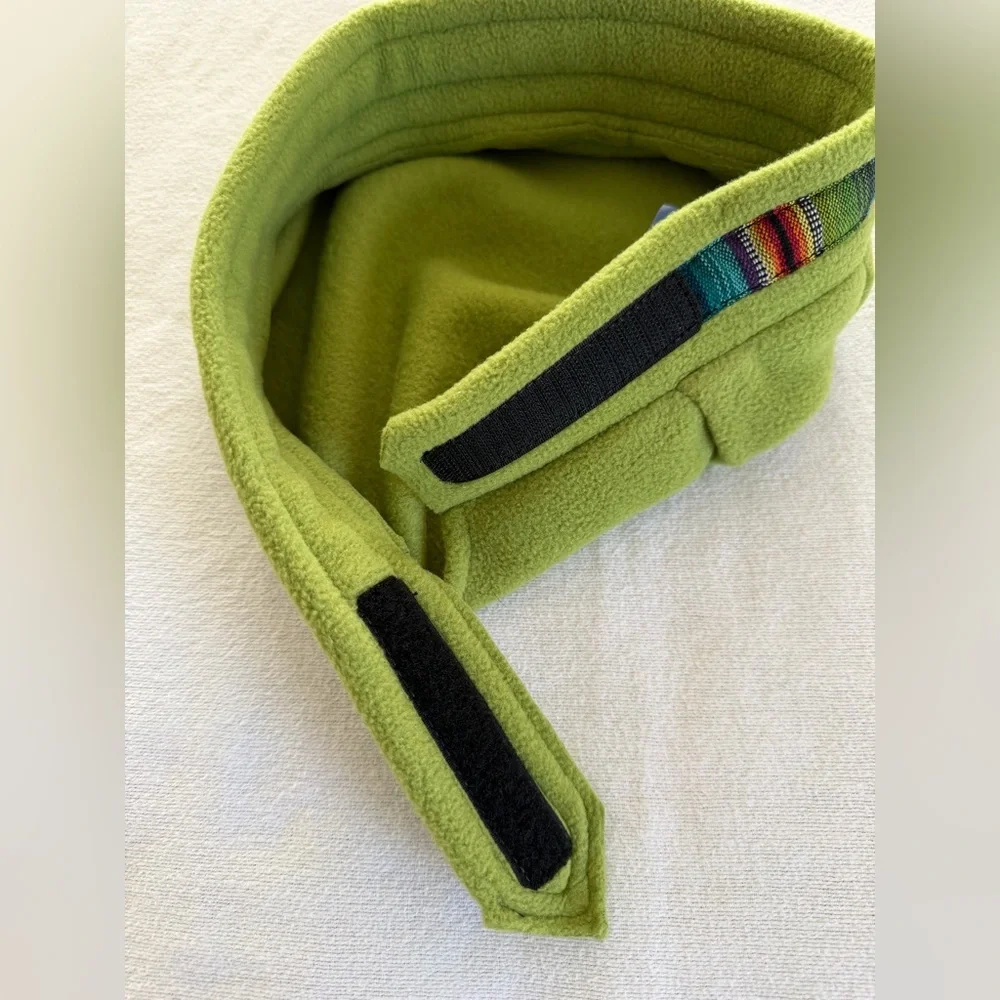 Lime‎ Green Wool Beret with Rainbow Trim Festival Fairy Grunge
